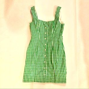 Green gingham mini dress